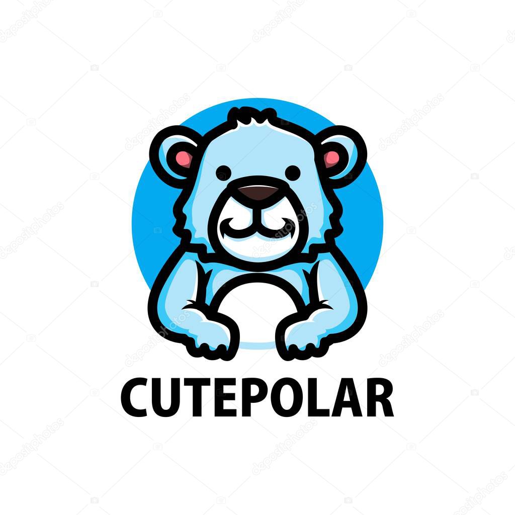 Cute polar bear cartoon logo vector icon illustration