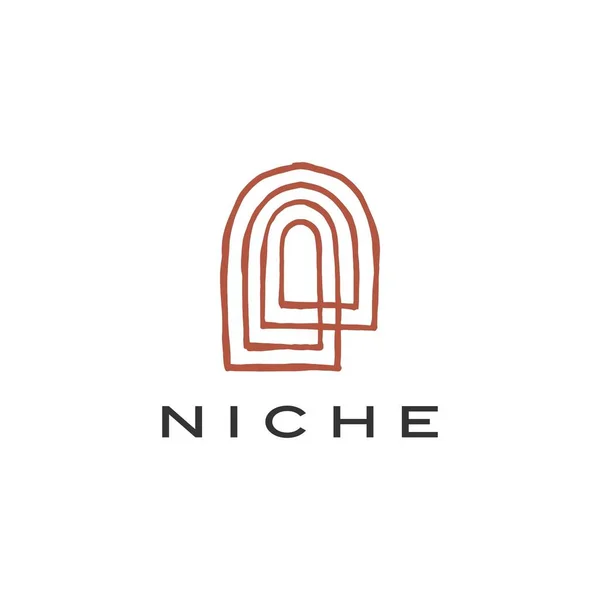 Boho Niche Deur Franse Curve Logo Vector Pictogram Illustratie — Stockvector