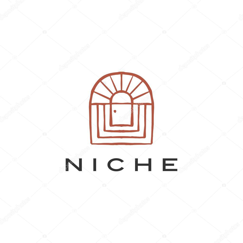 boho niche door french curve logo vector icon illustration