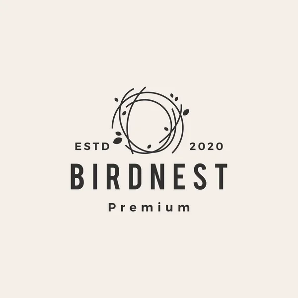 Vogel Nest Hipster Vintage Logo Vector Pictogram Illustratie — Stockvector