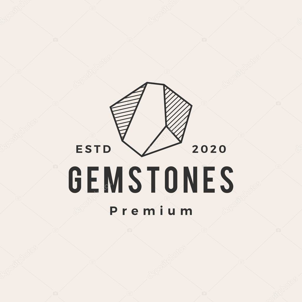 Gem stone hipster vintage logo vector icon illustration