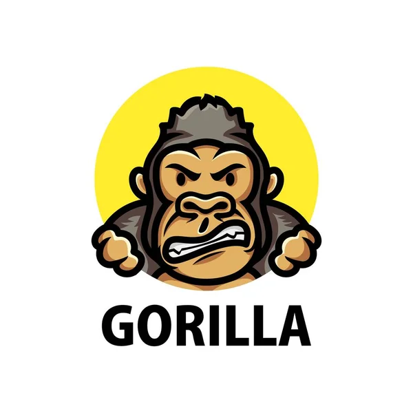 Cute Gorilla Cartoon Logo Vector Icon Illustration — Stock Vector