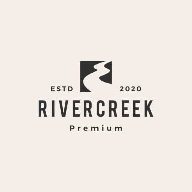 River Creek hipster vintage logo vektör simgesi illüstrasyonu
