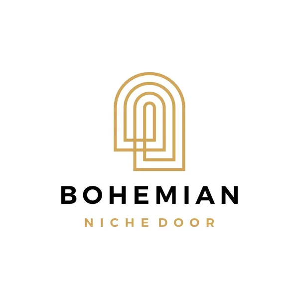 Boho Niche Deur Bohemien Logo Vector Pictogram Illustratie — Stockvector