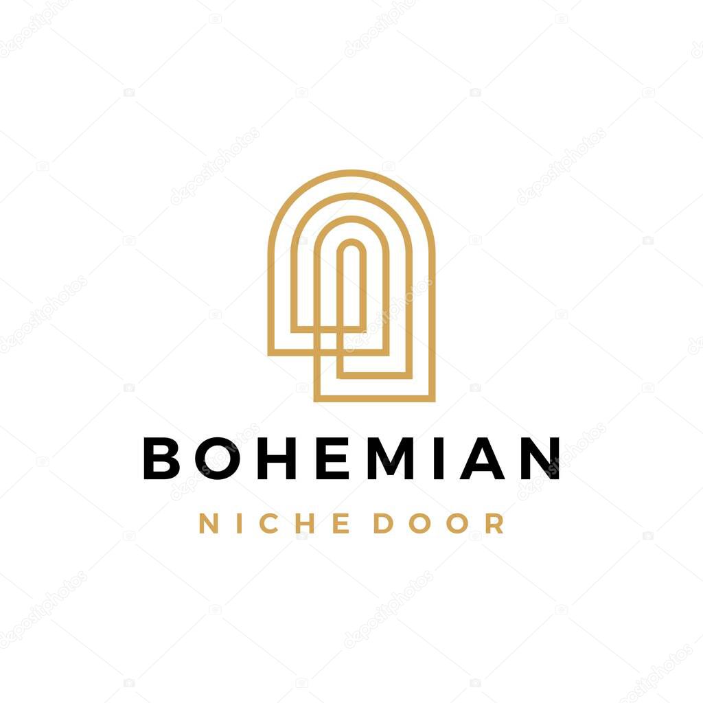 Boho niche door bohemian logo vector icon illustration