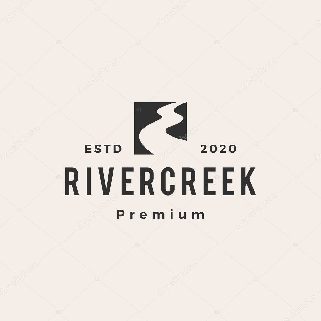 River creek hipster vintage logo vector icon illustration