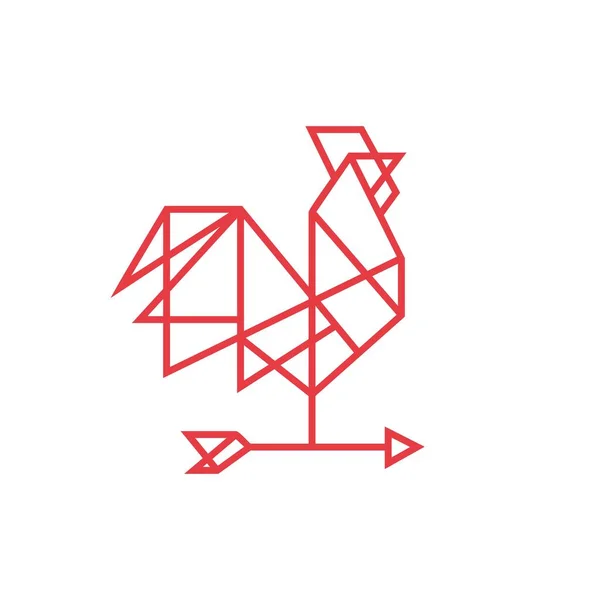 Геометричний Півень Технічна Лінія Контур Логотип Векторні Ілюстрації Піктограми — стоковий вектор