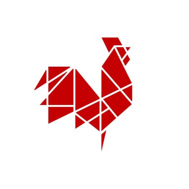 Geometrik horoz teknolojisi logo vektör simgesi çizimi