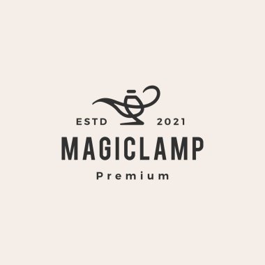 Sihirli lamba hipster vintage logo vektör çizimi