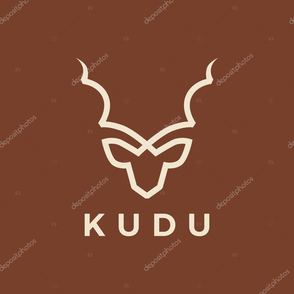 Kudu head line outline logo vector icon illustration