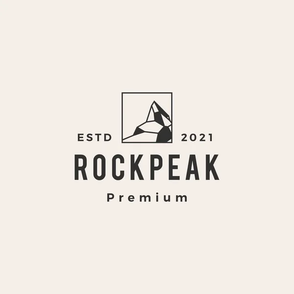 Rock Peak Mount Hipster Vintage Logo Wektor Ikona Ilustracja — Wektor stockowy