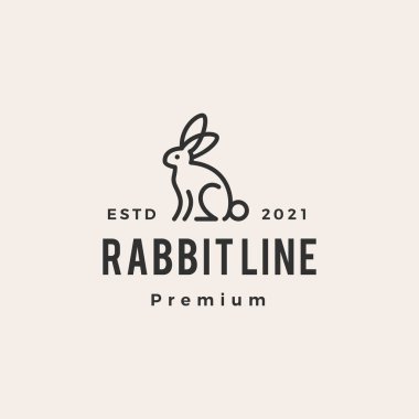 Tavşan tavşanı çizgisi Monoline hipster klasik logo vektör çizimi