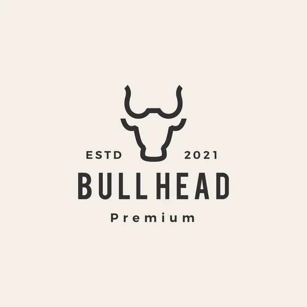 Bull Head Hipster Vintage Logo Vector Icon Illustration — Stock Vector