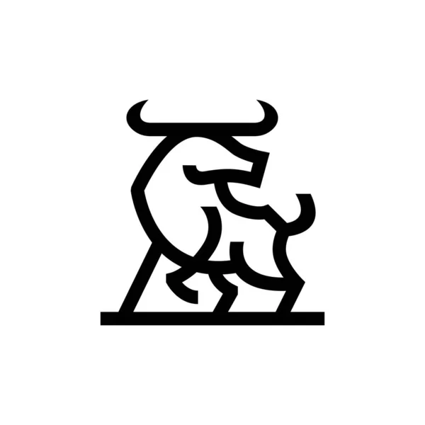 Toro Buey Chino Nuevo Año Línea Monolina Logo Vector Icono — Vector de stock