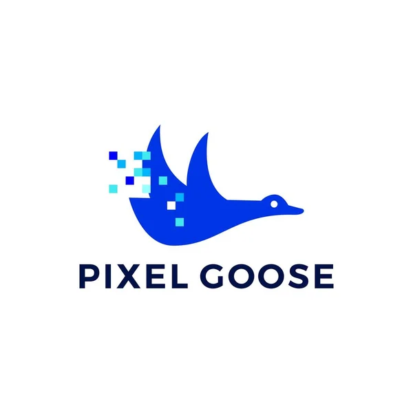 Pixel Ganso Tecnología Digital Logo Vector Icono Ilustración — Vector de stock