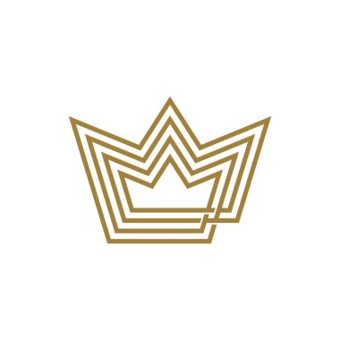 King Crown çizgisi. Monoline 4 logo vektör simgesi çizimi.