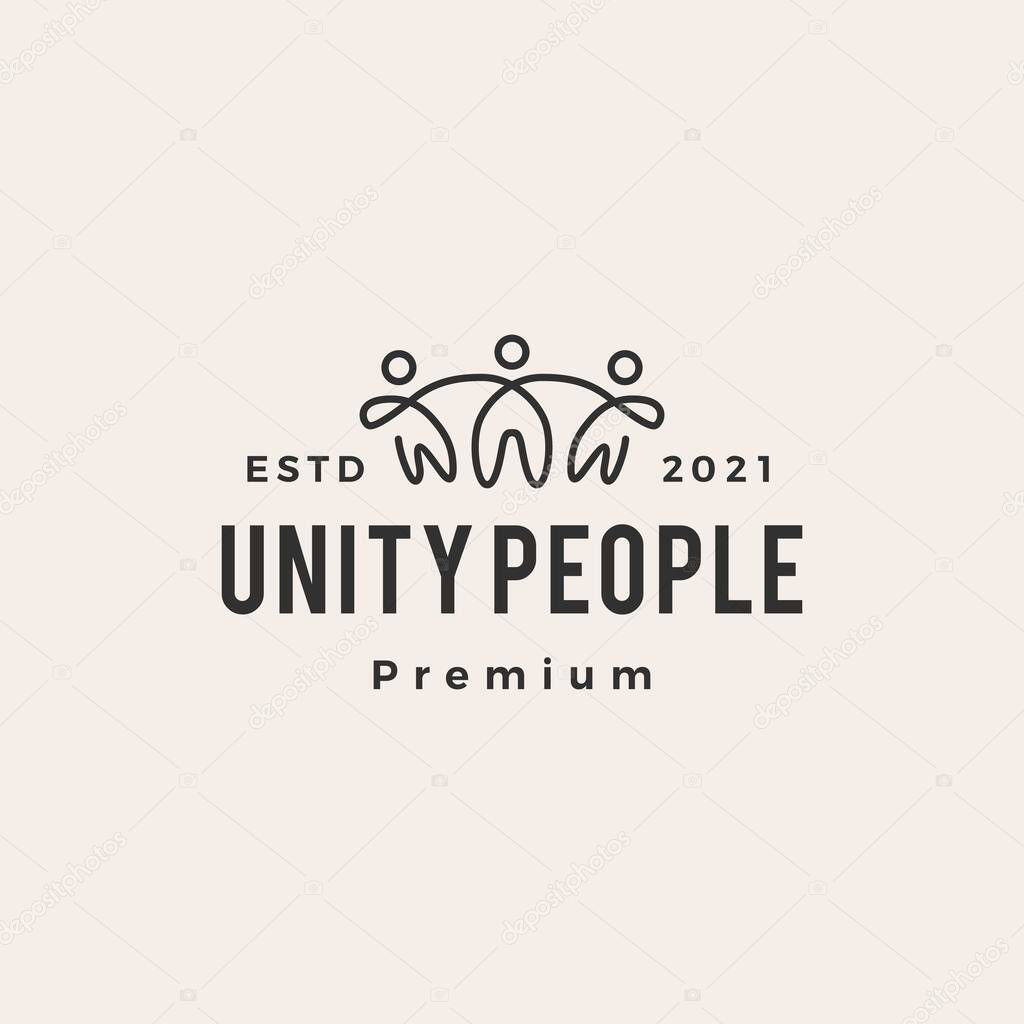 Unity people hipster vintage logo vector icon illustration