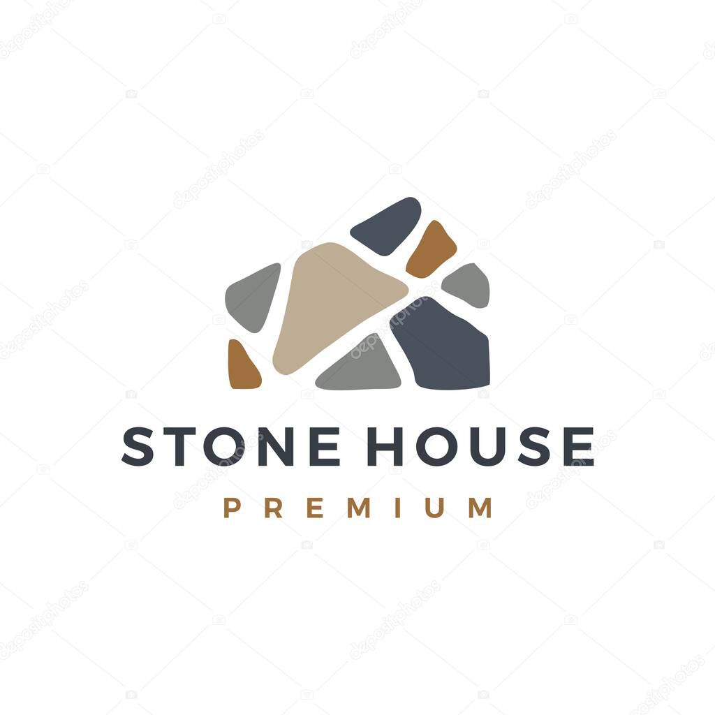 Stone house home mortgage logo vector icon illustration