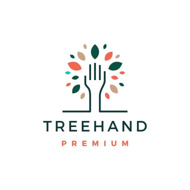 Ağaç eli yaprağı logo vektör çizimi