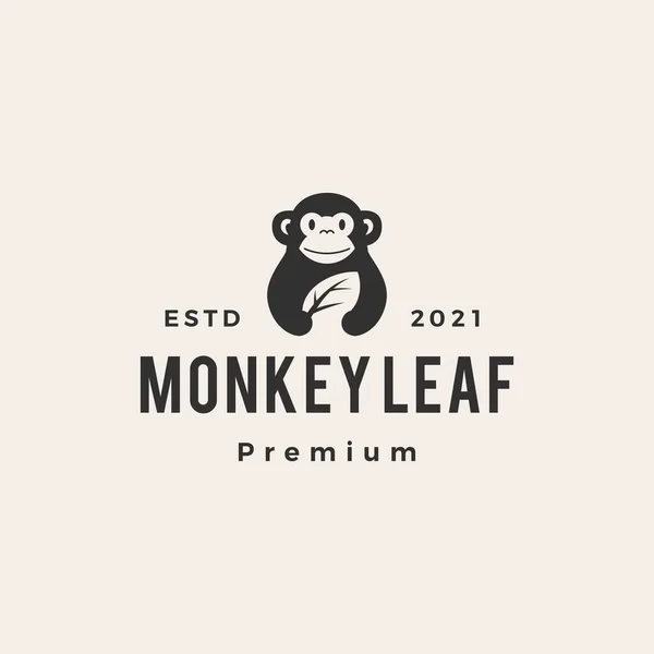 Μαϊμού Φύλλο Hipster Vintage Λογότυπο Διάνυσμα Εικονίδιο Απεικόνιση — Διανυσματικό Αρχείο