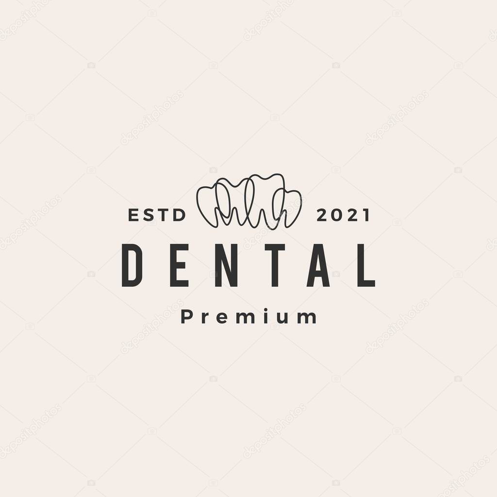Dental hipster vintage logo vector icon illustration