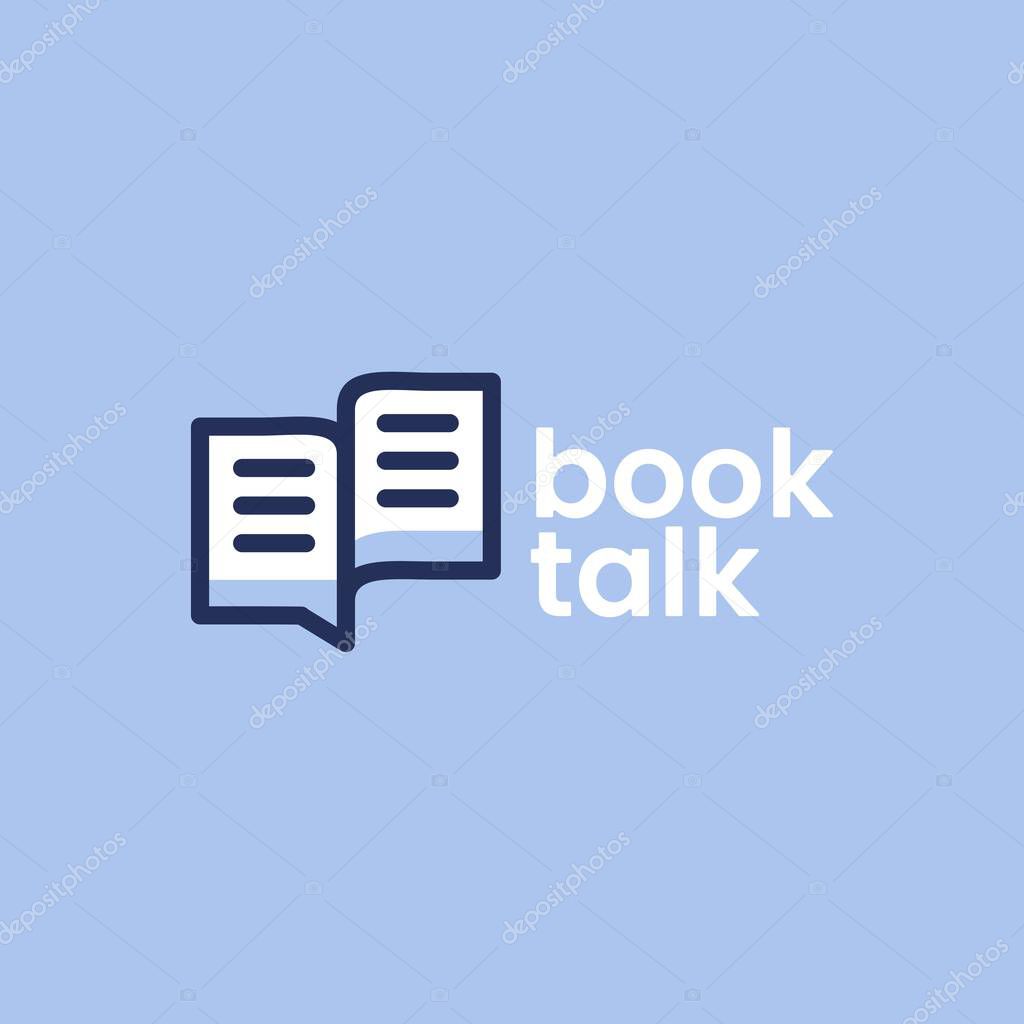Book talk chat bubble logo vector icon illustration