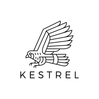 Kerkenez kuşu tek ana hatlı logo vektör ikonu illüstrasyonu