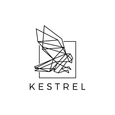 Kerkenez kare kuş geometrik çokgen siyah logo vektör çizimi