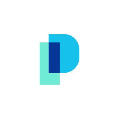 p harfi simgesi üstüste bindirme renk vektör simgesi illüstrasyonu