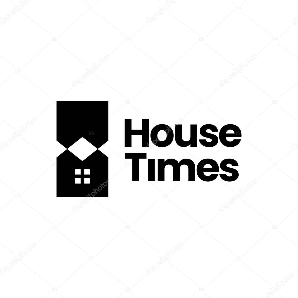 house time hourglass logo vector icon illustration