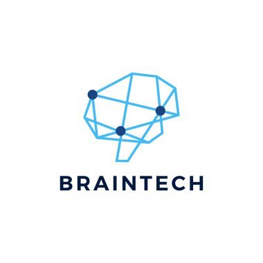 Beyin teknolojisi bağlantısı geometrik çokgen logo vektör simgesi çizimi