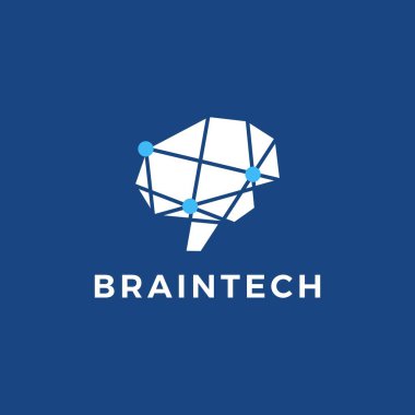 Beyin teknolojisi bağlantısı geometrik çokgen logo vektör simgesi çizimi