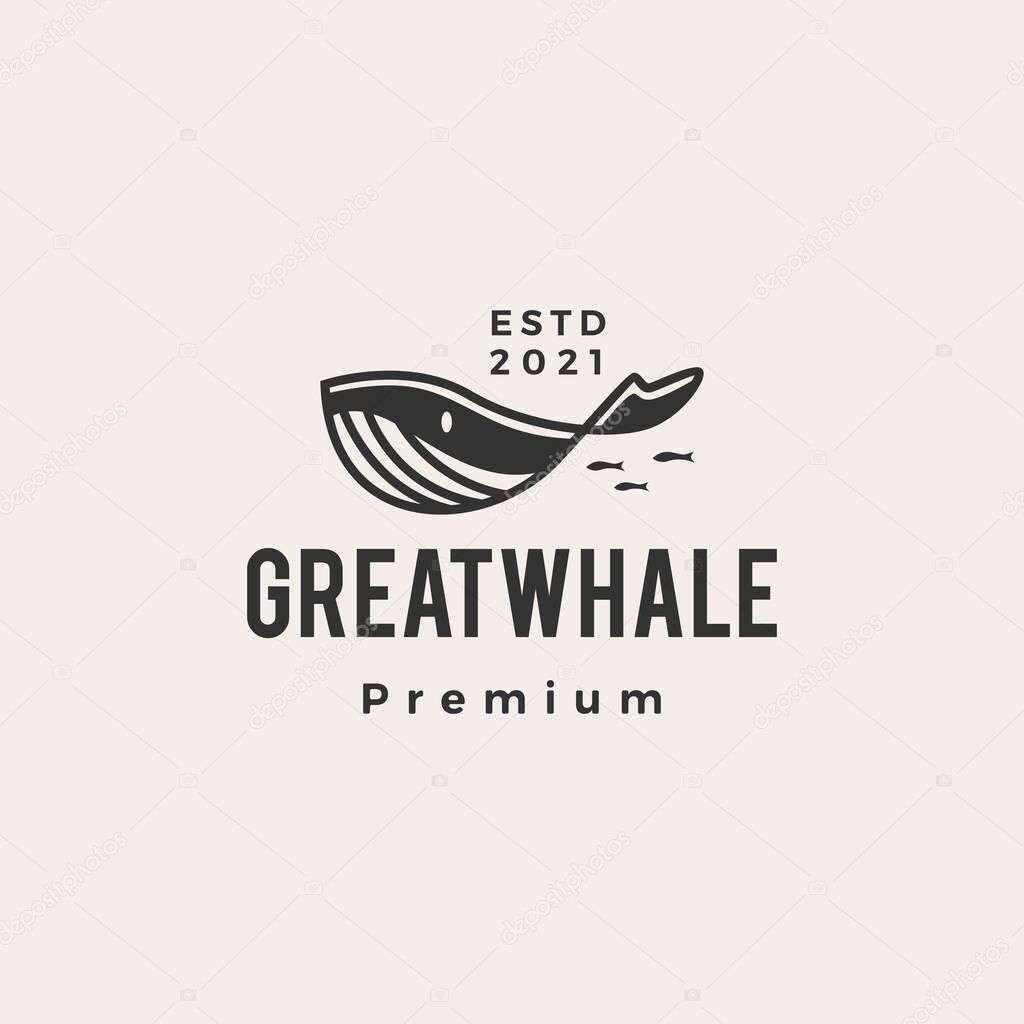Great whale hipster vintage logo vector icon illustration