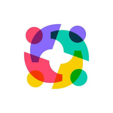 İnsanlar bir arada aile olarak insan birliği logo vektör ikonu resimlemesi örtüşür