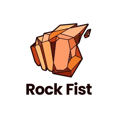 Kaya taşı yumruk dövüşü logo vektör ikonu illüstrasyonu