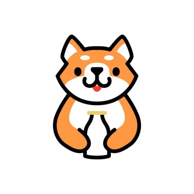 Şirin shiba inu süt şişesi köpek logo vektör ikonu çizimi