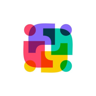 Çeşitlilik insanlar aile takımı logo vektör illüstrasyonunda çalışıyor