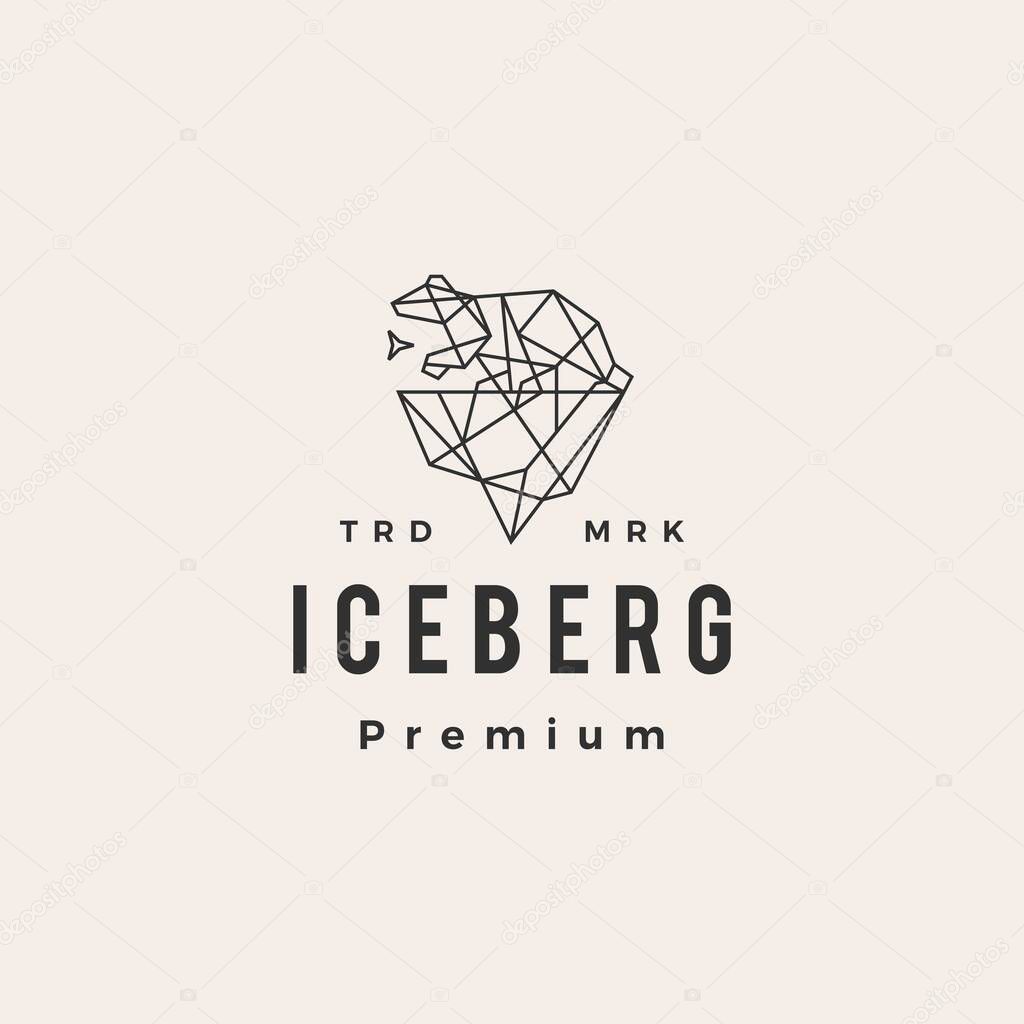 bear polar ice berg geometric polygonal hipster vintage logo vector icon illustration