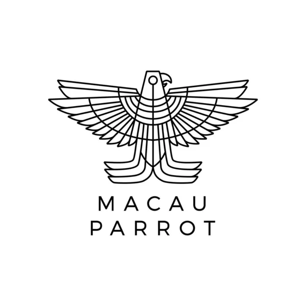 Macaw Papagaio Monoline Logotipo Vetor Ícone Ilustração —  Vetores de Stock