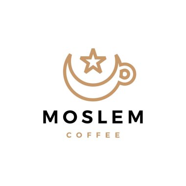 Müslümanların kahvesi logo vektör ikonu illüstrasyonu