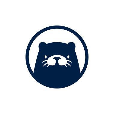 Su samuru yuvarlak çember amblem logo vektör simgesi çizimi