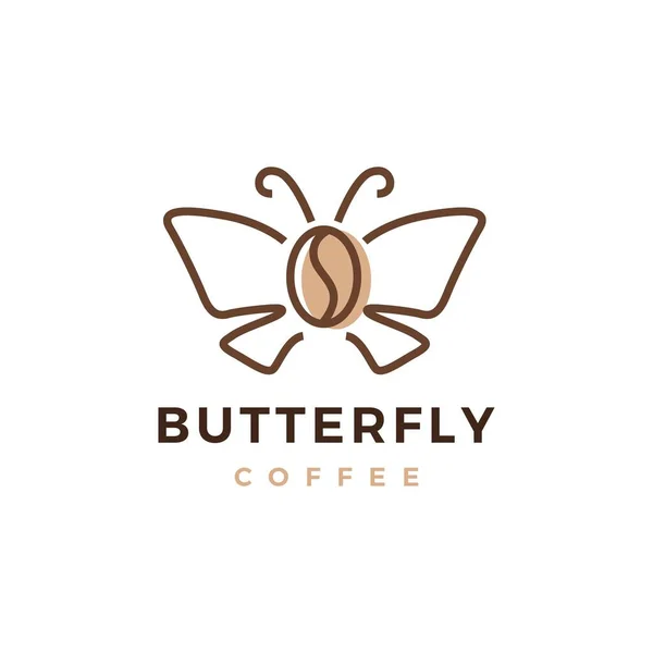 Schmetterling Kaffeebohne Logo Vektor Symbol Illustration — Stockvektor
