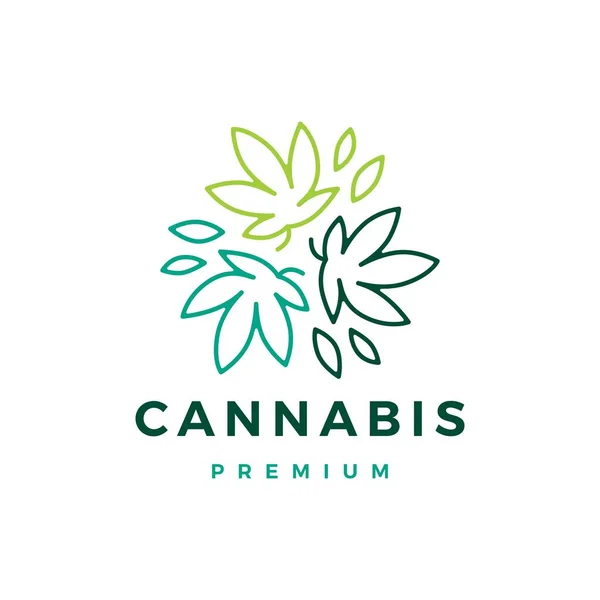 Esbozo Hoja Cannabis Logo Vector Icono Ilustración — Archivo Imágenes Vectoriales