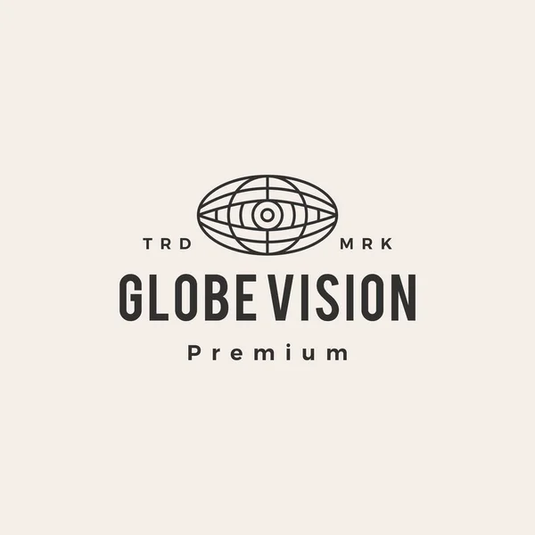 Gambar Ikon Vektor Logo Hipster Mata Dunia - Stok Vektor