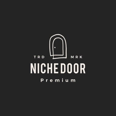 Niş kapı hipster vintage logo vektör simgesi illüstrasyonu