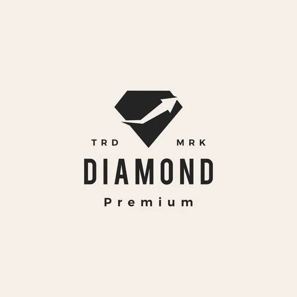Diamant Investering Pijl Omhoog Hipster Vintage Logo Vector Pictogram Illustratie — Stockvector