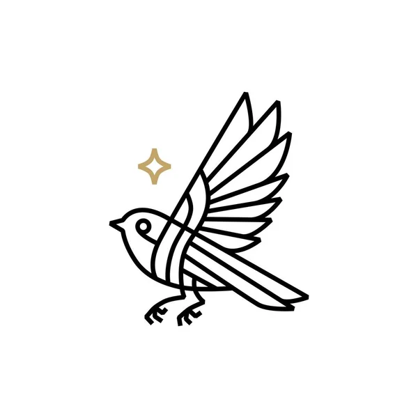 Oiseau Étoile Monoline Logo Vecteur Icône Illustration — Image vectorielle