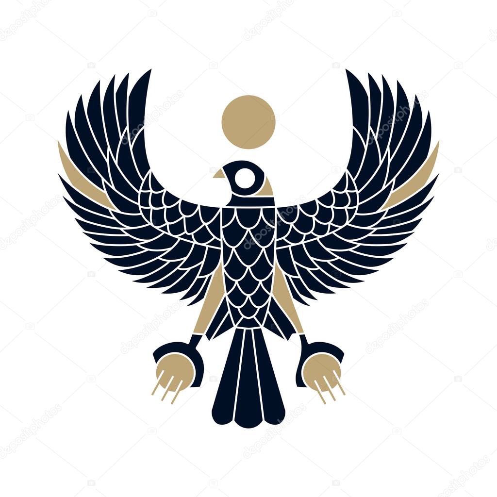 horus falcon bird egyptian logo vector icon illustration