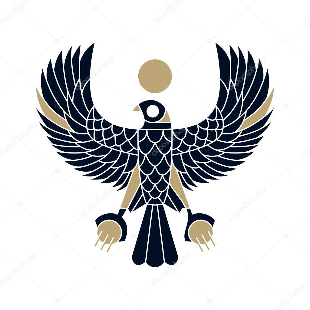 Horus falcon bird egyptian logo vector icon illustration