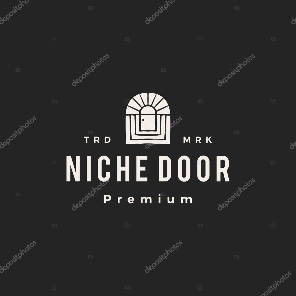 Niche door curve hipster vintage logo vector icon illustration